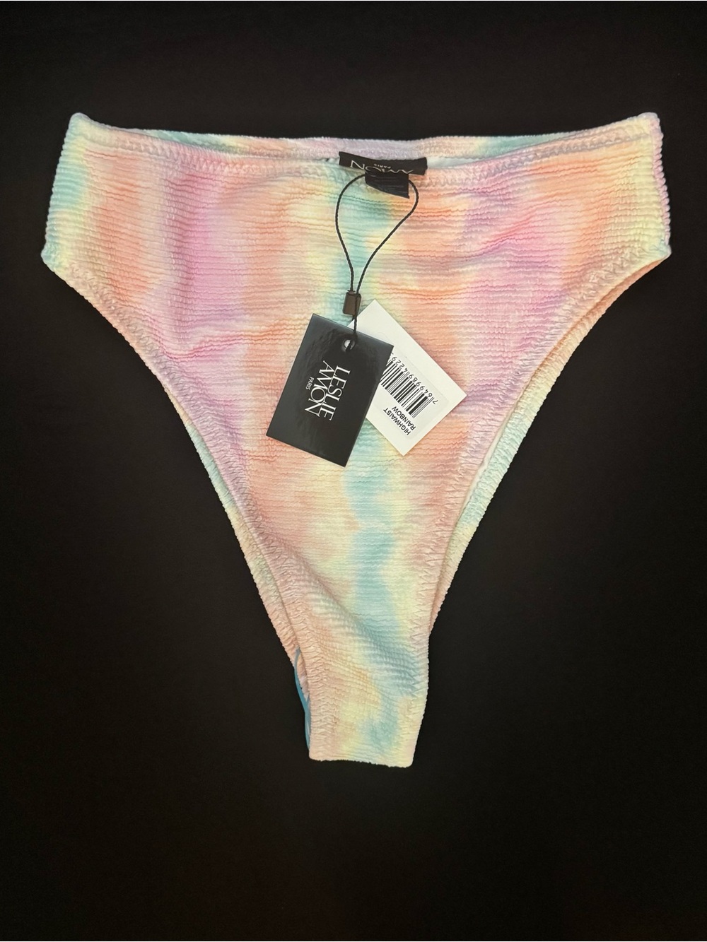 LESLIE AMON PARIS - Women’s High Waist Rainbow Crinkle Bikini Bottoms / XS